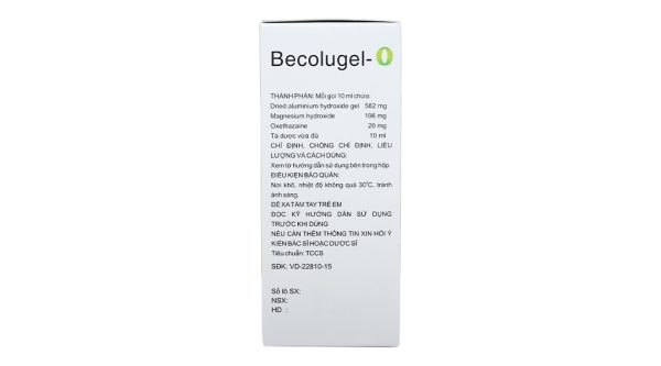 Hỗn dịch uống Becolugel-O giảm đau do viêm loét dạ dày, tá tràng (20 gói x 10ml)