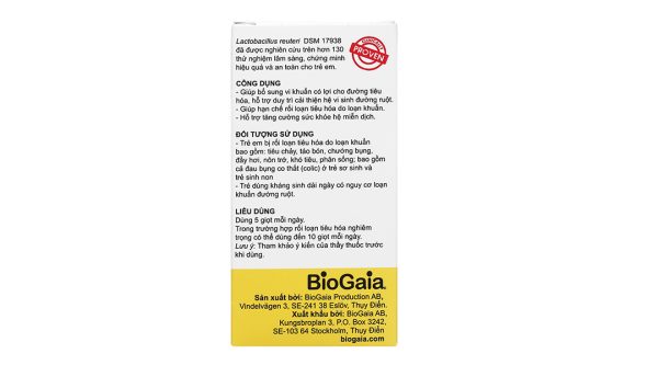 Men vi sinh Biogaia Protectis Baby Drops bổ sung lợi khuẩn lọ 5ml