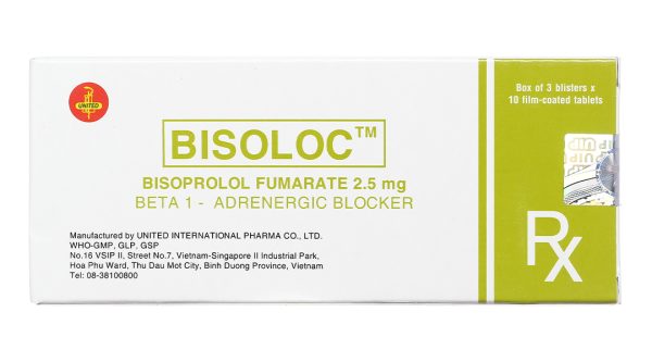Bisoloc 2.5mg trị tăng huyết áp, suy tim mạn (3 vỉ x 10 viên)