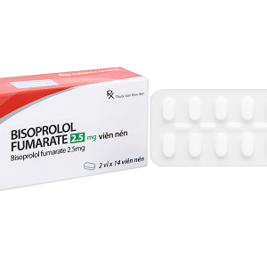 Bisoprolol Fumarate 2.5mg trị tăng huyết áp, đau thắt ngực (2 vỉ x 14 viên)