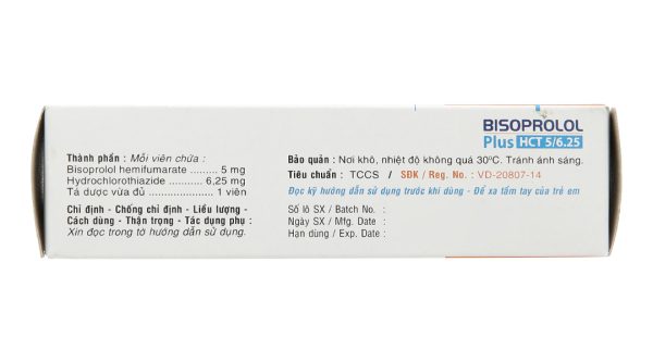 Bisoprolol Plus HCT 5/6.25 trị tăng huyết áp (3 vỉ x 10 viên)