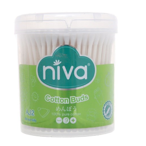 Tăm bông ráy tai Niva AJ2 thân giấy đầu tròn và xoắn hũ 200 que