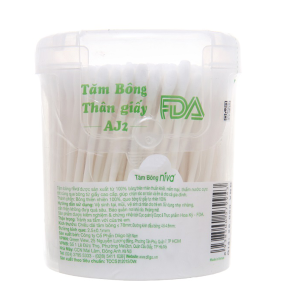 Tăm bông ráy tai Niva AJ2 thân giấy đầu tròn và xoắn hũ 200 que