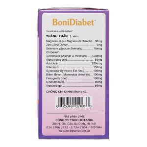 BoniDiabet+ hỗ trợ giảm lượng đường và cholesterol trong máu lọ 60 viên