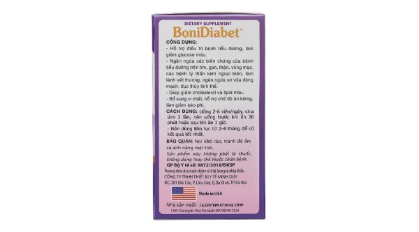 BoniDiabet+ hỗ trợ giảm lượng đường và cholesterol trong máu lọ 60 viên