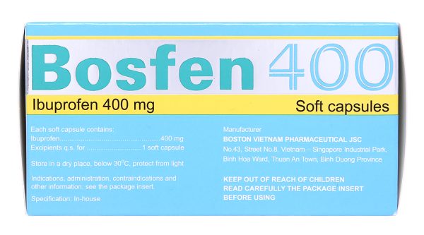 Bosfen 400 giảm đau, hạ sốt, kháng viêm 400mg (5 vỉ x 10 viên)