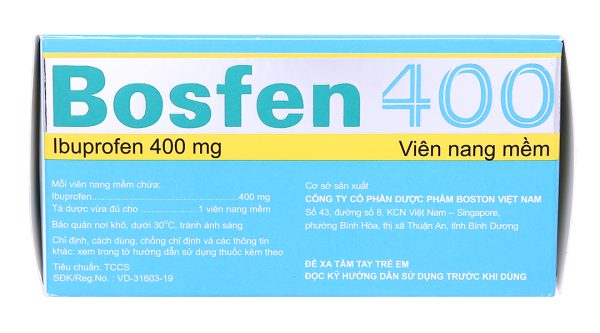 Bosfen 400 giảm đau, hạ sốt, kháng viêm 400mg (5 vỉ x 10 viên)