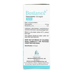Siro Bostanex 0.5mg/ml giảm các triệu chứng viêm mũi dị ứng, mề đay chai 60ml