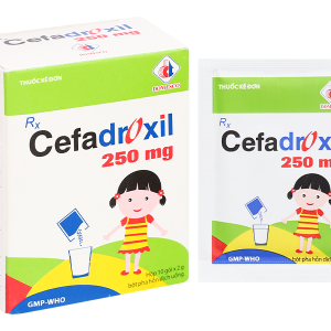 Bột pha hỗn dịch uống Cefadroxil Domesco 250mg trị nhiễm khuẩn (10 gói x 2g)