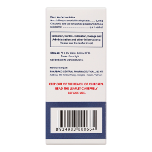 Bột pha hỗn dịch uống Vigentin 500mg/62.5mg trị nhiễm khuẩn (12 gói x 2g)