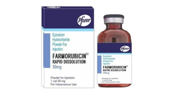 Bột pha tiêm Farmorubicina 50mg điều trị ung thư vú, ung thư buồn trứng hộp 1 lọ 50mg