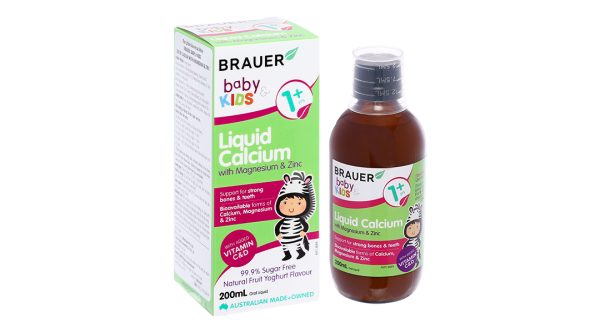 Siro Brauer Liquid Calcium with Magnesium & Zinc hỗ trợ xương và răng chai 200ml