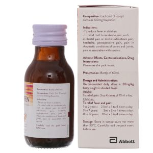 Hỗn dịch uống Brufen 100mg/5ml giảm đau, hạ sốt chai 60ml