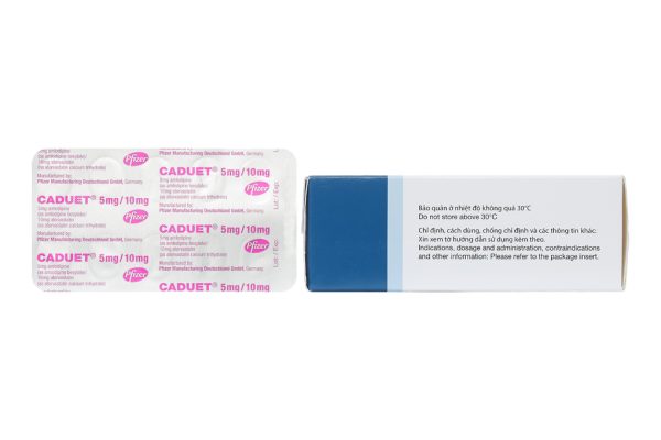 Caduet 5mg/10mg trị tăng huyết áp, rối loạn lipid máu (3 vỉ x 10 viên)