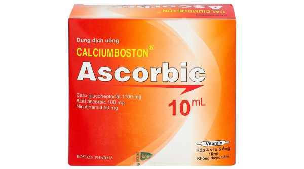 Dung dịch uống Calciumboston Ascorbic trị thiếu canxi, vitamin C (20 ống x 10ml)