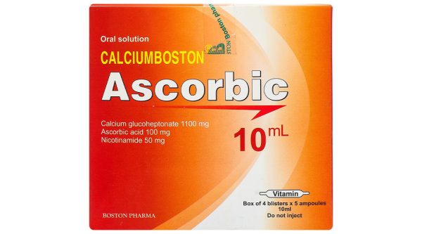 Dung dịch uống Calciumboston Ascorbic trị thiếu canxi, vitamin C (20 ống x 10ml)