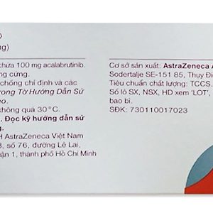 Calquence 100mg điều trị u lympho tế bào vỏ, bạch cầu mạn dòng lympho (10 vỉ x 6 viên)