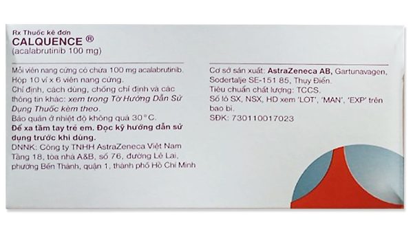Calquence 100mg điều trị u lympho tế bào vỏ, bạch cầu mạn dòng lympho (10 vỉ x 6 viên)