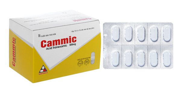 Cammic 500mg cầm máu, trị chảy máu tiêu firin (10 vỉ x 10 viên)