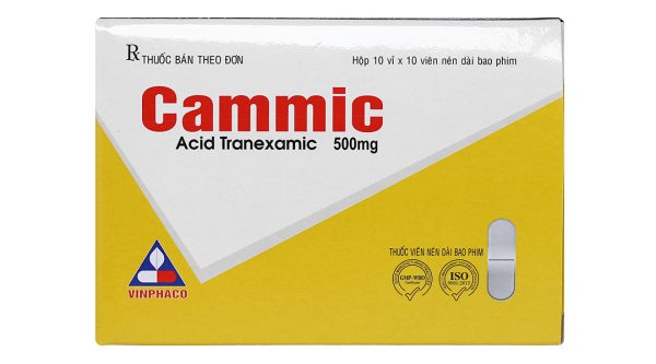 Cammic 500mg cầm máu, trị chảy máu tiêu firin (10 vỉ x 10 viên)