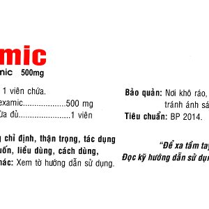 Cammic 500mg cầm máu, trị chảy máu tiêu firin (10 vỉ x 10 viên)