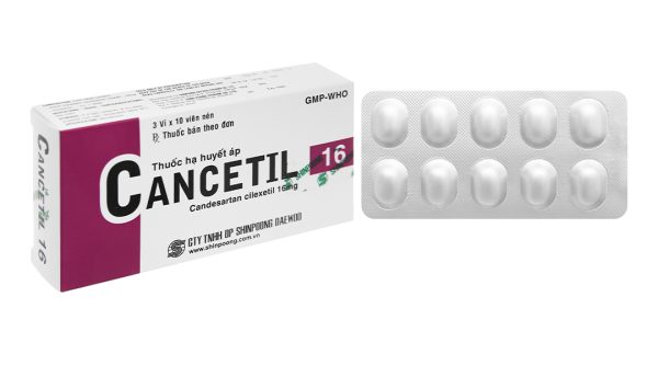 Cancetil 16mg trị tăng huyết áp, suy tim (3 vỉ x 10 viên)