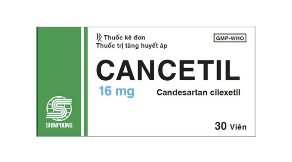 Cancetil 16mg trị tăng huyết áp, suy tim (3 vỉ x 10 viên)