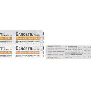 Cancetil 8mg điều trị tăng huyết áp, suy tim (3 vỉ x 10 viên)