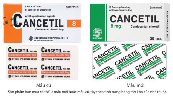 Cancetil 8mg điều trị tăng huyết áp, suy tim (3 vỉ x 10 viên)