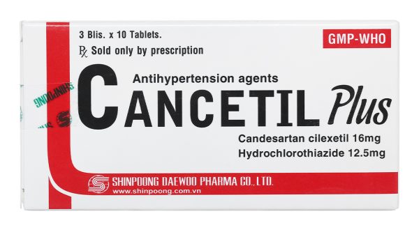 Cancetil Plus 16mg/12.5mg trị tăng huyết áp (3 vỉ x 10 viên)