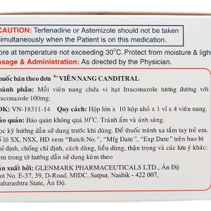 Canditral 100mg trị nhiễm nấm (10 vỉ x 4 viên)