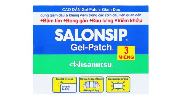 Cao dán Salonsip Gel-Patch (14cm x 10cm) giảm đau, kháng viêm cơ khớp (8 bao x 3 miếng)