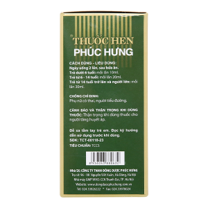 Cao lỏng Thuốc Hen Phúc Hưng trị hen suyễn, viêm phế quản chai 250ml