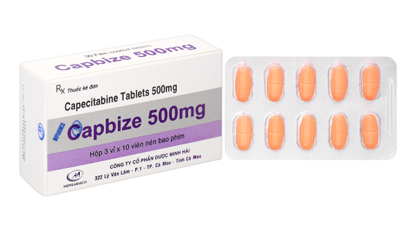Capbize 500mg điều trị ung thư vú, ung thư dạ dày (3 vỉ x 10 viên)