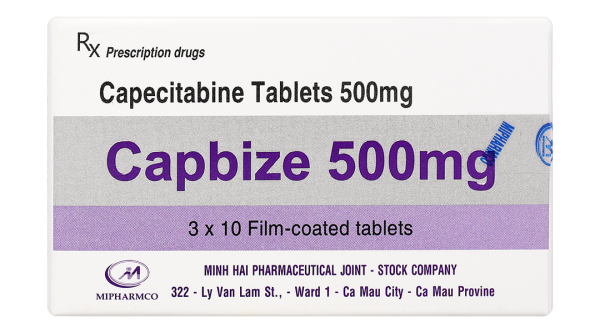 Capbize 500mg điều trị ung thư vú, ung thư dạ dày (3 vỉ x 10 viên)