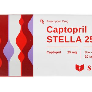Captopril Stella 25mg trị tăng huyết áp, suy tim (10 vỉ x 10 viên)
