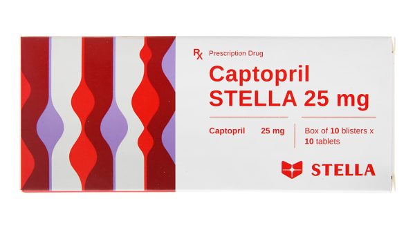 Captopril Stella 25mg trị tăng huyết áp, suy tim (10 vỉ x 10 viên)