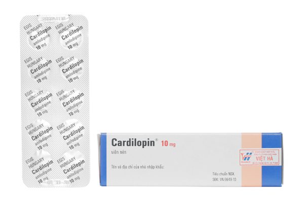 Cardilopin 10mg trị tăng huyết áp, đau thắt ngực (3 vỉ x 10 viên)