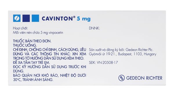 Cavinton 5mg giúp giảm các triệu chứng tâm thần (2 vỉ x 25 viên)