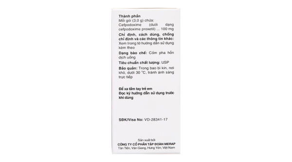 Cốm pha hỗn dịch uống Cebest 100mg trị nhiễm khuẩn (20 gói x 3g)