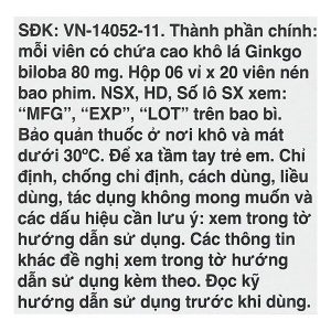 Cebrex S 80mg điều trị rối loạn tuần hoàn não và ngoại biên (6 vỉ x 20 viên)
