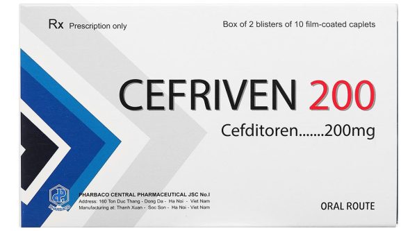 Cefriven 200 điều trị các nhiễm khuẩn đường hô hấp, nhiễm khuẩn da (2 vỉ x 10 viên)