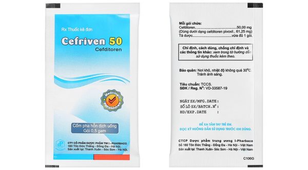 Cốm pha hỗn dịch Cefriven 50 điều trị các nhiễm khuẩn (21 gói x 0.5g)