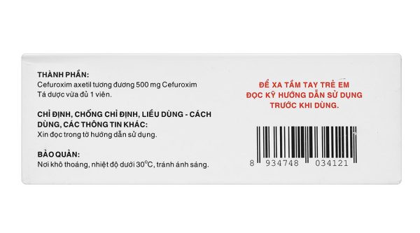 Cefurobiotic 500 điều trị nhiễm khuẩn (5 vỉ x 10 viên)