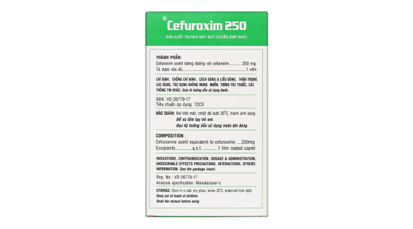 Cefuroxim 250 VPC Pharimexco trị nhiễm khuẩn thể nhẹ đến vừa (1 vỉ x 10 viên)