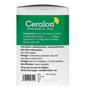 Ceralon 120mg tuần hoàn máu não, cải thiện trí nhớ (10 vỉ x 10 viên)