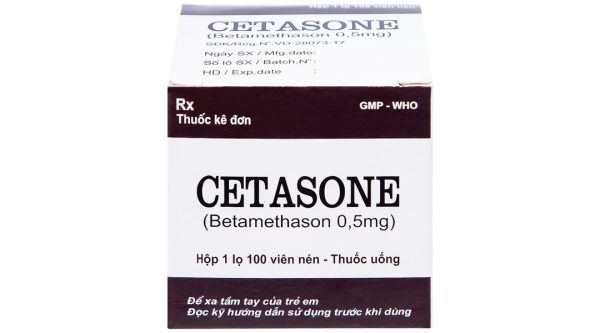 Cetasone 0.5mg điều trị bệnh thấp khớp, các trạng thái dị ứng, viêm da lọ 100 viên