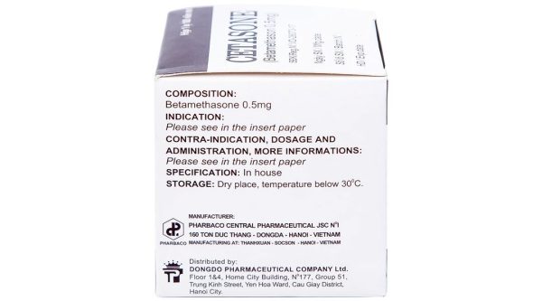 Cetasone 0.5mg điều trị bệnh thấp khớp, các trạng thái dị ứng, viêm da lọ 100 viên