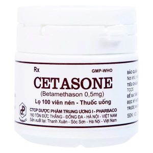 Cetasone 0.5mg điều trị bệnh thấp khớp, các trạng thái dị ứng, viêm da lọ 100 viên