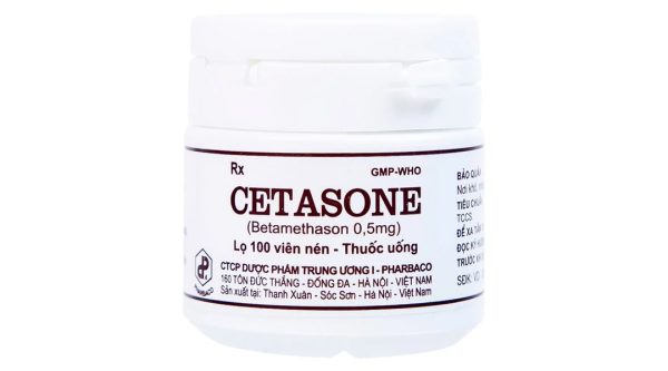 Cetasone 0.5mg điều trị bệnh thấp khớp, các trạng thái dị ứng, viêm da lọ 100 viên